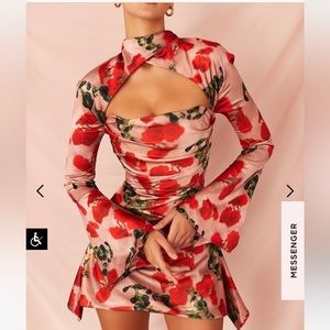 House of CB Toira Rose Print Draped Corset Dress